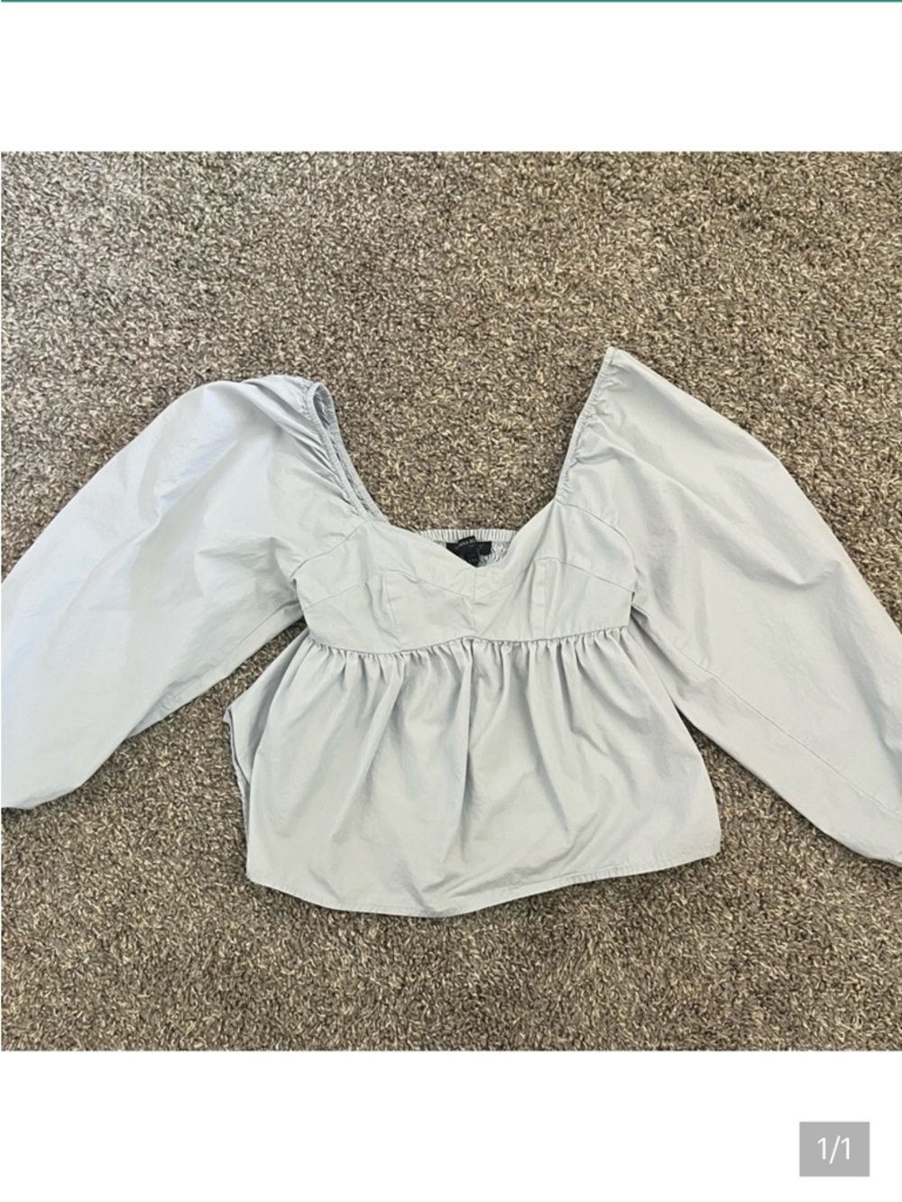 Banana Republic M Blouse Top Cropped Babydoll Balloon Long Sleeve Blue Cotto